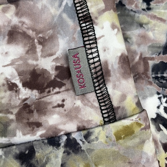 Kos USA Mid-Rise Abstract Splatter Crop Leggings Athleisure Stretch Yoga Large - Picture 7 of 8